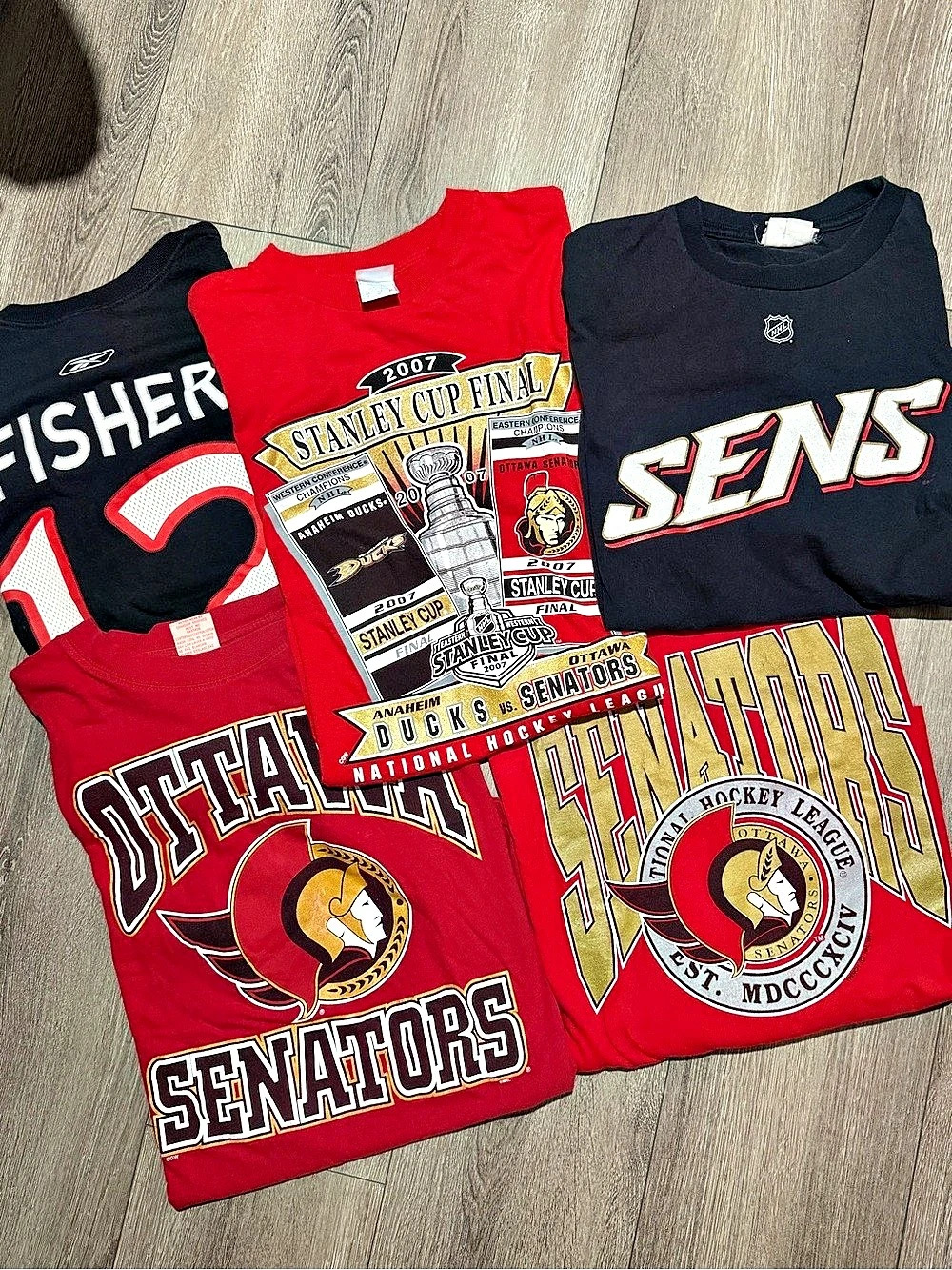 Reebok Ottawa Senators Graphic Tees Red & Black